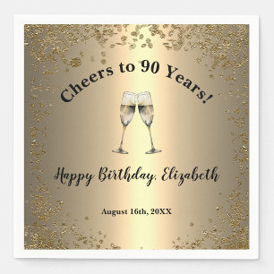 Elegant Cheers Gold 90th Birthday Napkins
