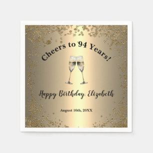 Elegant Cheers Gold 94th Birthday Napkins