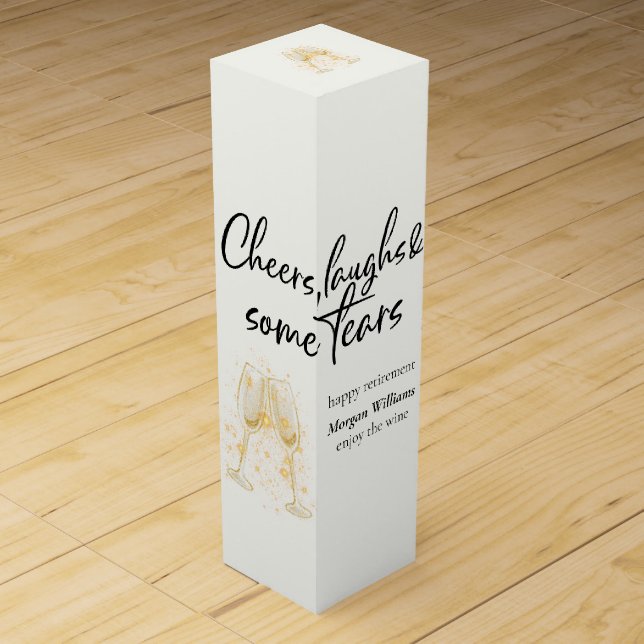 Elegant Cheers Laughs Tears Retirement Party Wine Box (Front)