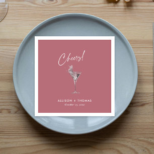 Elegant Cheers Minimalist Blush Wedding Napkins