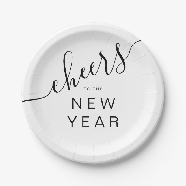 Elegant Cheers New Year's Eve Party Paper Plates (Front)