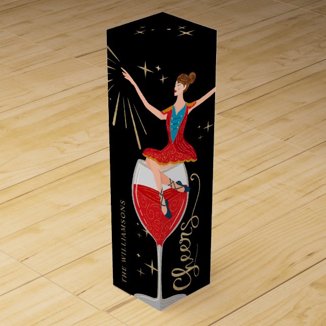 Elegant Cheers Nutcracker Ballet Characters Black Wine Box (Front)