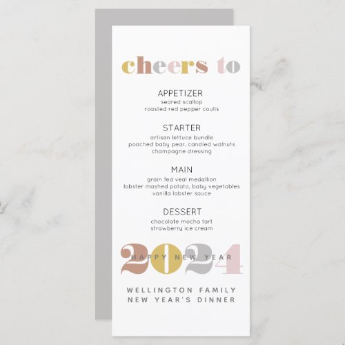 Elegant Cheers to 2024 Silver New Years Menu