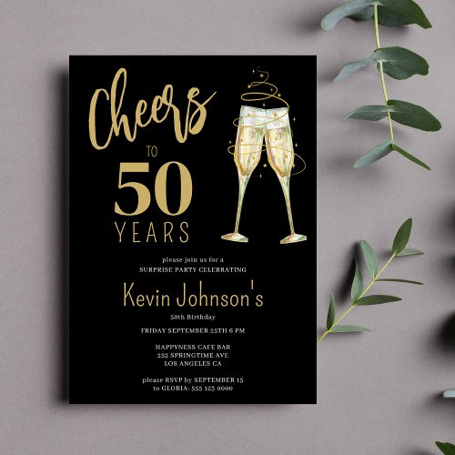 Elegant cheers to 50 years 50th birthday party invitation