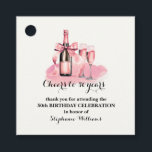 Elegant Cheers to 50 years Champagne 50th Birthday Favor Tags<br><div class="desc">Celebrate a milestone in style with this elegant 50th birthday party Thank you favor tag, perfect for both family and formal gatherings. Featuring a soft light background and a refined graphic of a pink champagne bottle tied with a bow alongside two glasses, this design radiates sophistication and warmth. The heartfelt...</div>