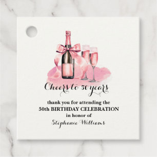 Elegant Cheers to 50 years Champagne 50th Birthday Favor Tags