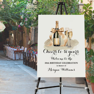 Elegant Cheers to 50 Years Champagne 50th Birthday Foam Board