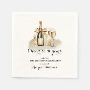 Elegant Cheers to 50 Years Champagne 50th Birthday Napkins