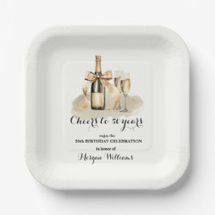 Elegant Cheers to 50 Years Champagne 50th Birthday Paper Plates