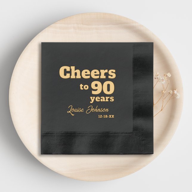Elegant Cheers to 90 Years 90th Birthday Party  Foil Napkins (Creator Uploaded)