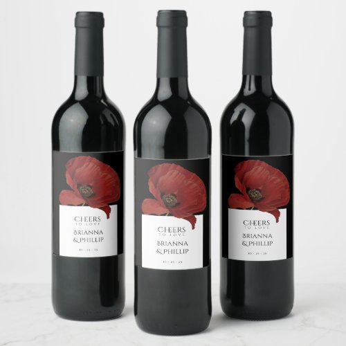 Elegant Cheers to Love  Floral Wedding  Wine Label