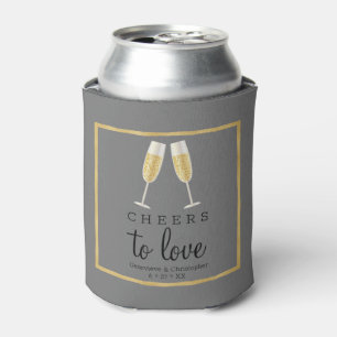 Elegant Cheers to Love Gold Wedding Champagne Can Cooler