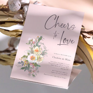Elegant Cheers to Love Hand Lettered Bridal Shower Invitation