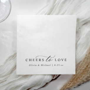 Elegant Cheers to Love Simple Black White Wedding Napkins