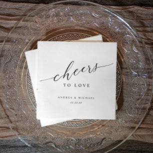 Elegant Cheers to Love Wedding Cocktail Napkins