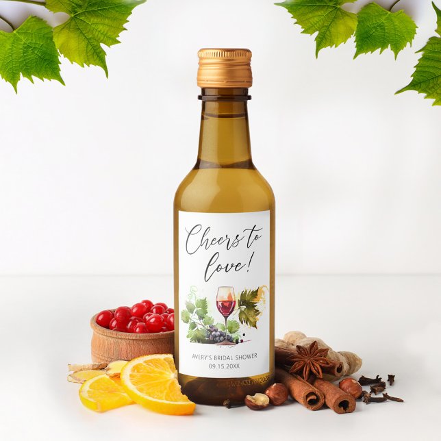 Elegant Cheers To Love Wine Glass Bridal Shower Wine Label (Creator Uploaded)