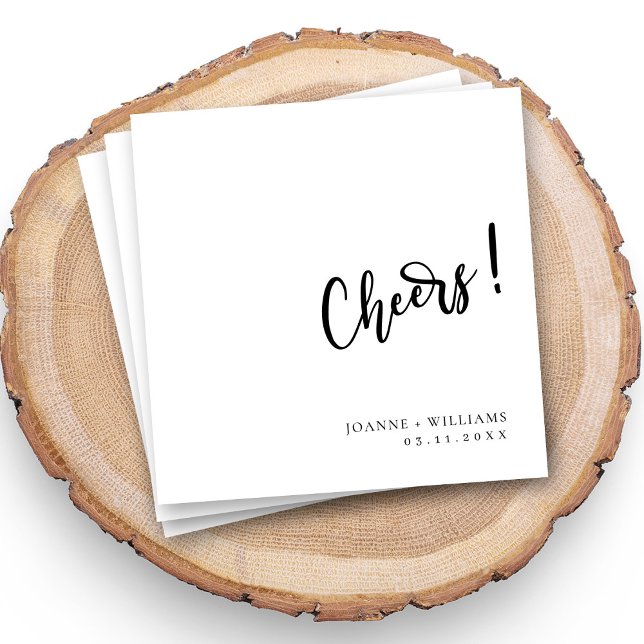 Elegant Cheers Wedding Napkins with Names (Celebrate in Style: Personalized 'Cheers!' Wedding Napkins)