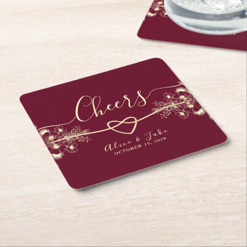 Elegant Cheers Wedding Paper Coaster