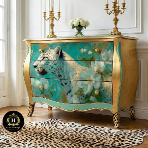 Elegant Cheetah and Floral Decoupage Tissue Paper