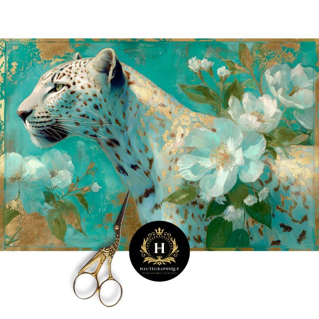 Elegant Cheetah and Floral Decoupage Tissue Paper (Creator Uploaded)