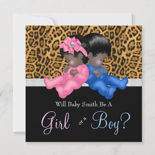 Elegant Cheetah Baby Gender Reveal Shower Personalized Announcements