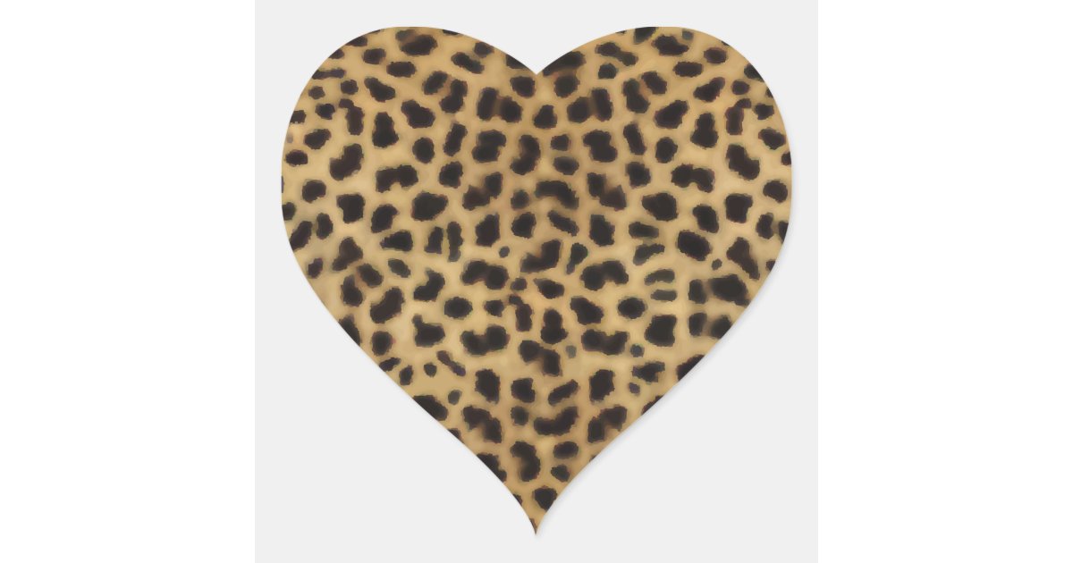 Elegant Cheetah Fur Pattern Heart Sticker | Zazzle