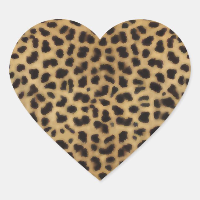 Elegant Cheetah Fur Pattern Heart Sticker (Front)