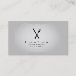Elegant Chef Catering Retro Knife Fork Restaurant Business Card