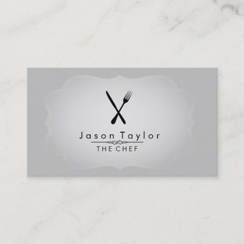 Elegant Chef Catering Retro Knife Fork Restaurant Business Card