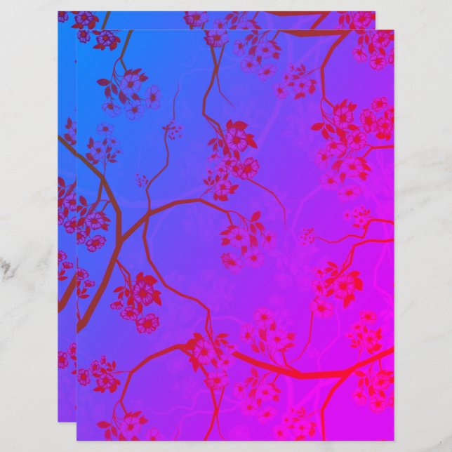 Elegant Cherry Blossom Art Scrap-booking Paper (Front/Back)