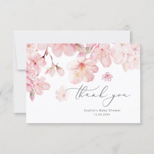 Elegant Cherry blossom baby shower thank you card
