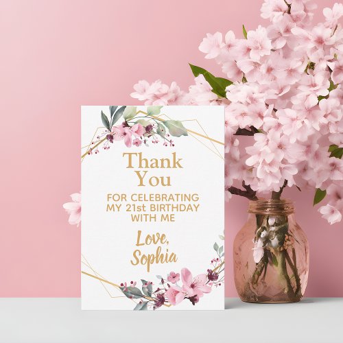 Elegant Cherry Blossom Birthday Thank You Cards