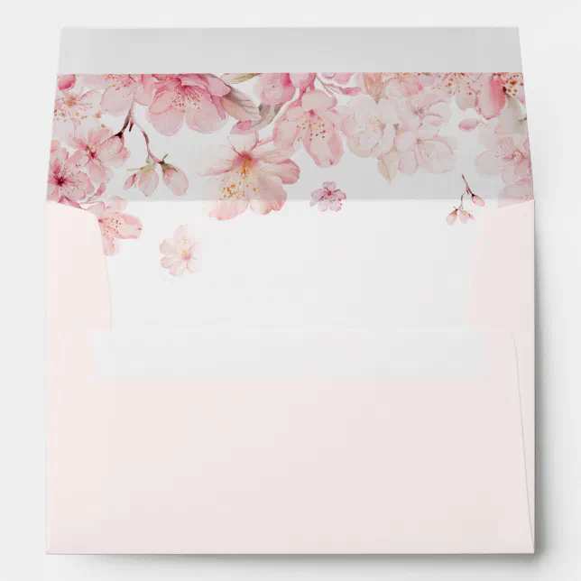 Elegant Cherry Blossom Blush Wedding Envelope Zazzle 1456