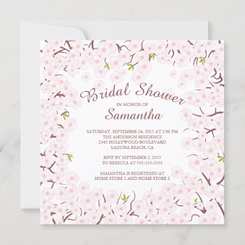 Elegant Cherry Blossom Bridal Shower Invitation