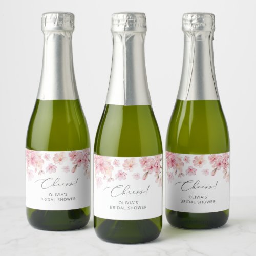 Elegant cherry blossom bridal shower sparkling wine label