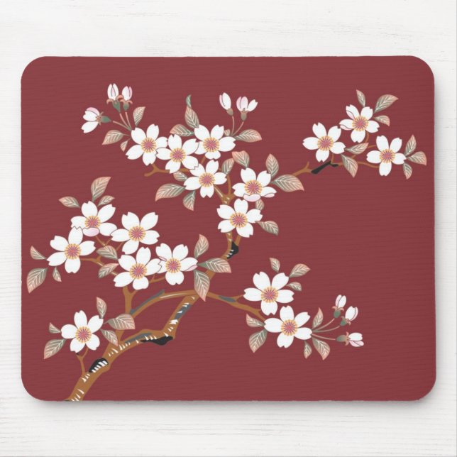 Elegant Cherry Blossom Floral Mousemat Mouse Pad (Front)