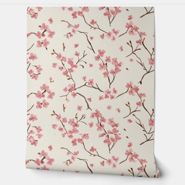 Elegant Cherry Blossom Floral Wallpaper (Unrolling)