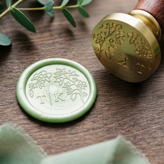 Elegant Cherry Blossom Floral Wedding Monogram Wax Seal Stamp