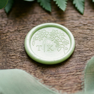 Elegant Cherry Blossom Floral Wedding Monogram Wax Seal Sticker