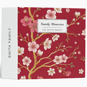 Elegant Cherry Blossom Gold Branch 3 Ring Binder