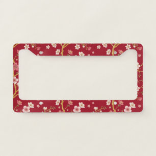 Elegant Cherry Blossom Gold Branch License Plate Frame