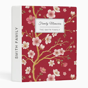 Elegant Cherry Blossom Gold Branch Mini Binder