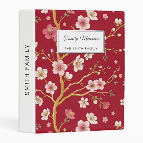 Elegant Cherry Blossom Gold Branch Mini Binder