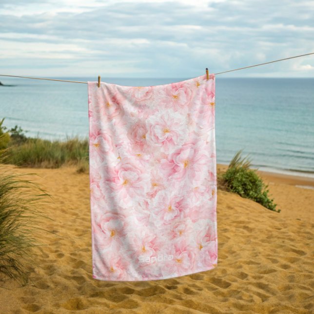 Elegant Cherry Blossom Pattern Design Beach Towel (Creator Uploaded)