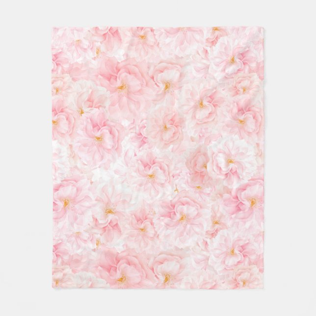Elegant Cherry Blossom Pattern Design Sherpa Blank Fleece Blanket (Front)