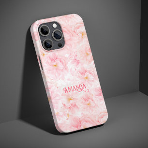 Elegant Cherry Blossom Pattern Design Sherpa Blank iPhone 15 Pro Case