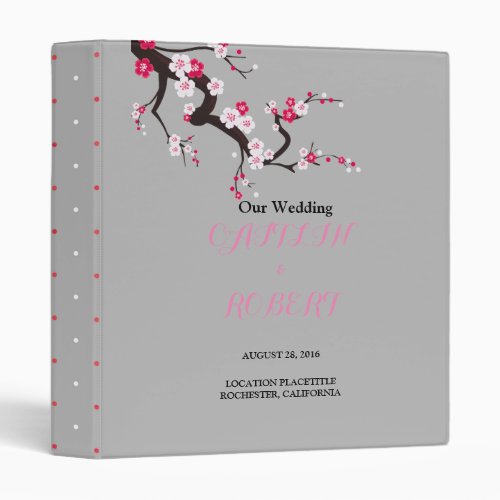 Elegant Cherry Blossom Pink  floral 3 Ring Binder