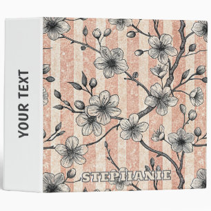 Elegant Cherry Blossom Sakura - Pink & White 3 Ring Binder