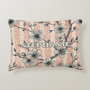 Elegant Cherry Blossom Sakura - Pink & White Accent Pillow