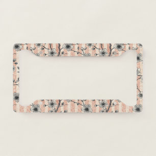 Elegant Cherry Blossom Sakura - Pink & White License Plate Frame